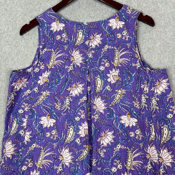 J. Jill Love Linen Purple Floral Sleeveless Shift Dress Size Medium Petite - Picture 7 of 9